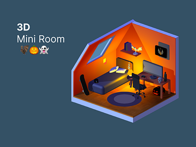 3D Scary Mini Room 👻 3d 3d design 3d modeling 3dmodeling delaram house miniroom room room design spline ui