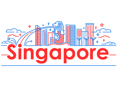 Singapore geofilter graphic illustration landmark line singapore