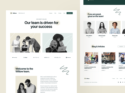 Landing Willow Agency Template design illustration landing nft ui ux web web design website