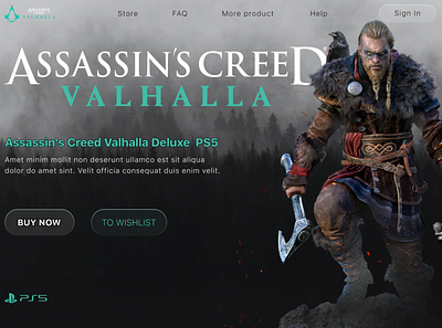 WEB concept Assassin's Creed Valhalla game PS5 3d animation branding graphic design logo motion graphics ui