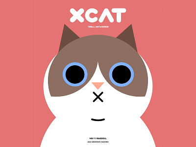 Ragdoll cat digital avatar head portrait illustration nft ragdoll