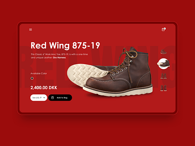 🥾 Shoe Shoping | Product detail screen cart concept concept design design ecommerce online product detail page red shoe shopping shopping bag ui web ux website