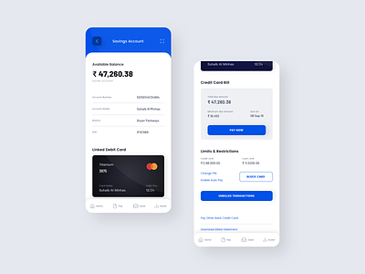 Banking App UI Design account account details android app app bank app banking app concept credit card debit card design finance app ios savings account ui ux