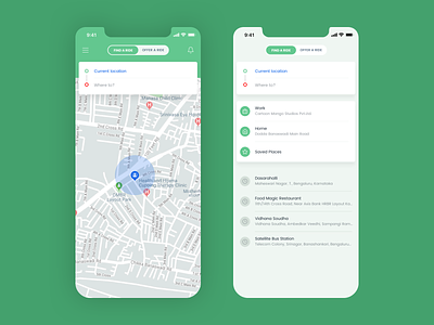Ride sharing app UI