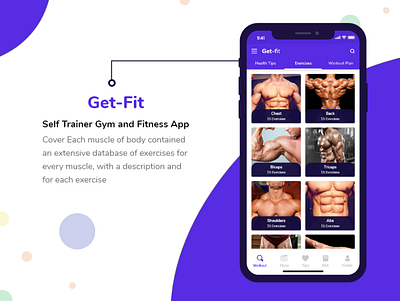 Get Fit - Self Trainer Gym and Fitness App UI Kit branding design graphics design landing page design ui design ui kit design website design