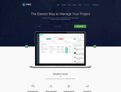 Saas Landing Page Design For Manage Project design graphics design landing page design manage project page design saas saas landing ui design