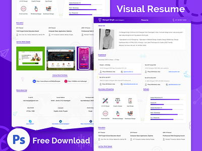 Visual Resume Design Template - Free Download free download psd resume cv resume design template ui ux design visual resume website