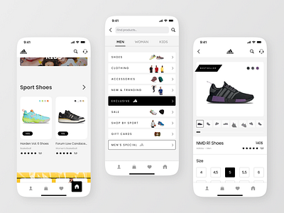 Adidas Shop iOS App adidas application branding design interface ios shopping card sneakers store ui ux