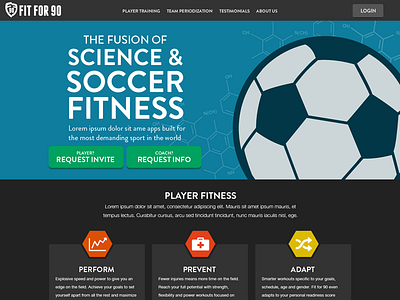 Alternate Landing Page fit for 90 fitness landing page science soccer soccer ball video web design website workout