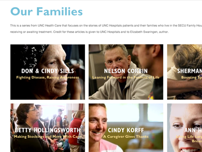 Our Families Page cancer healthcare hospital new media campaigns secu family house unc web design website