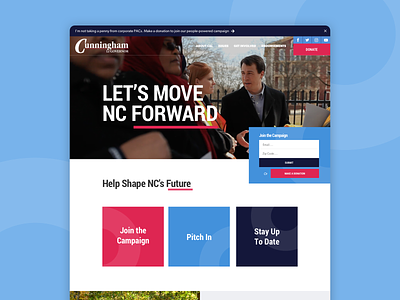 Cal for NC Take 2 grid homepage layout political campaign politics senate ui web design website