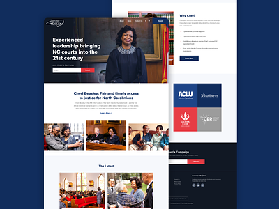 Cheri Beasley for Chief Justice campaign elections grid homepage judge layout politics ui web design website