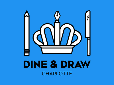 Dine and Draw Charlotte: Take II branding charlotte crown dine and draw illustration knife logo meetup nc pencil
