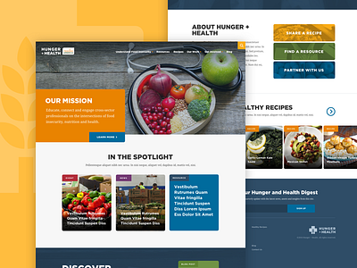Hunger + Health Home blog feed homepage nonprofit recipes web design website