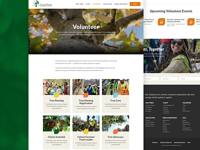 Volunteer Page footer landing layout nonprofit tiles web design website