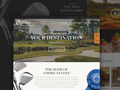 Home of Golf banner feature golf homepage layout tourism travel vacation web design website