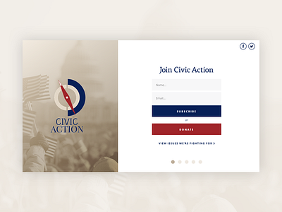 Civic Action Landing Page form landing political politics ui web design website