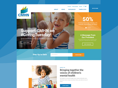 Children's Nonprofit Redesign blog children grid homepage layout mental health non profit ui web design website