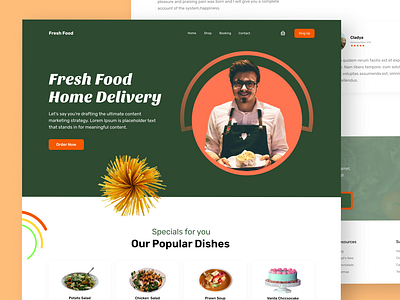 Fresh- Food Delivery Landing Page 🍕 cuisine restaurant website delivery landing page design food cooking website food delivery landing page food delivery services food landing page food order website design food web ui exploration food website healthy food landing page landing page landingpage catering website online food ordering website package delivery landing restaurant website design ui ux vegan food home page web design