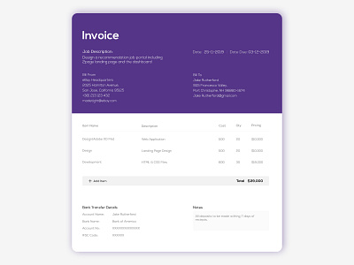 Invoice Design app banking branding clean corporate dashboad finance finance app forms interface invoice invoice template minimal payment uiux user interface vector website