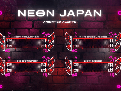 Neon Japan Animated Twitch Alerts