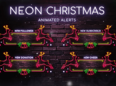 Neon Christmas Animated Twitch Alerts animated alerts christmas twitch overlay cute twitch overlay free twitch overlay neon twitch overlay obs studio stream overlay stream starting soon streamlabs twitch overlay