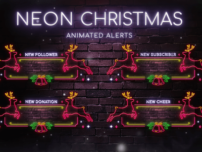 Neon Christmas Animated Twitch Alerts