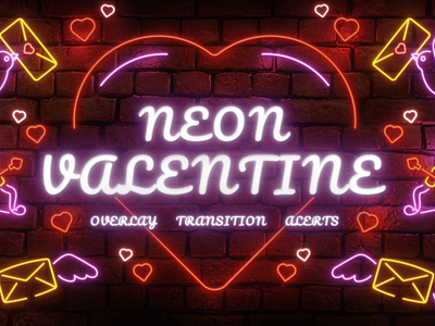 Neon Valentine Twitch Overlay and Stream Alerts Package for OBS