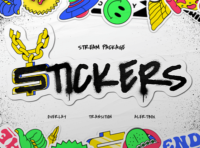 Stickers Twitch Overlay and Stream Alerts Package for OBS animated alerts cute twitch overlay free twitch overlay obs overlay obs studio stre stream overlay streamlabs twitch overlay