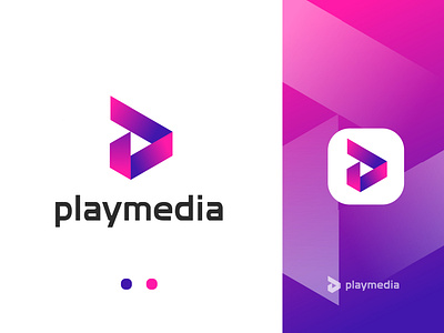 Playmedia Logo brand branding clean design logo logo design modern music play playmedia unique visual identity