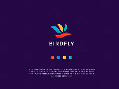 BIRDFLY Colorful Gradient Logo bird brand brand identity design fly flying graphic design logo logo design moden simple sleek unique