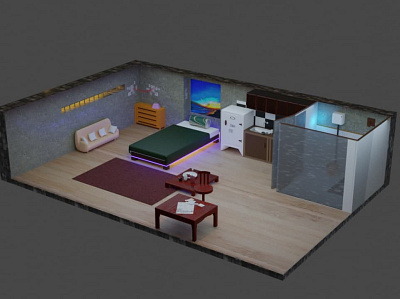 A cozy studio apartment 3d 3dart 3dmodel architecture blender blender3d cgi decor design interior interiordesign render