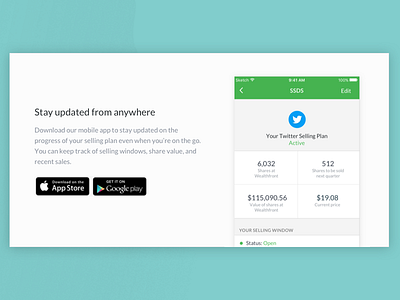 Stay updated from anywhere android ios landing page marketing mobile phone screenshot visual wealthfront