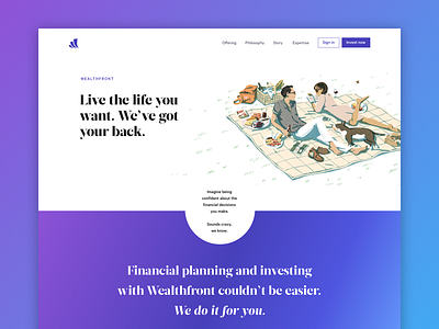 Wealthfront Rebrand design finance gradient graphic design illustration landing page purple wealthfront web design