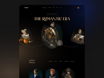 romanticism website concept clothes dark homepage romanticism ui design ux design vintage