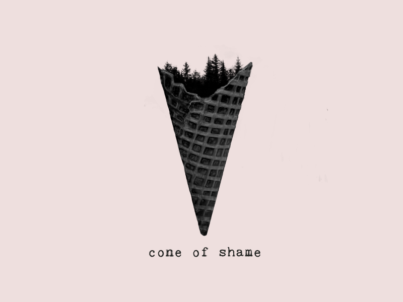 cone of shame nature symbolism concept design forest ice cream illustration shame cone