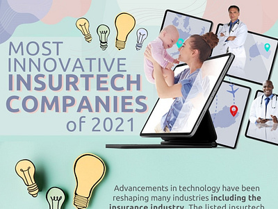 Most innovative insurtech companies of 2021 branding design graphic design illustration infographic infotisement insurance insurtech marketing technology