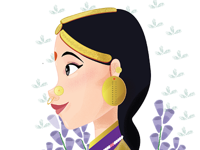 Sikkim Girl eyes illustration indian portrait princess smile tradition