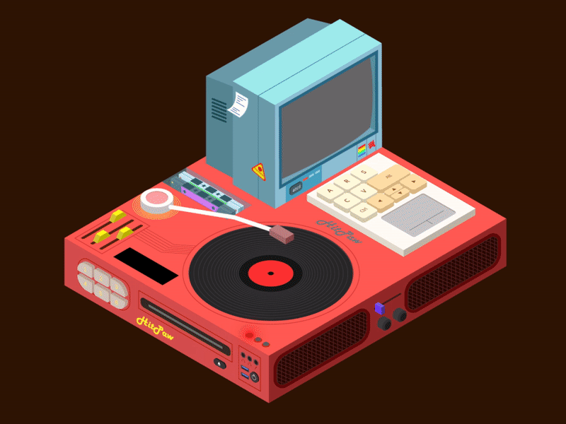 Record player 2.5d branding cd clip creative design gif illustration motion graphics product vector