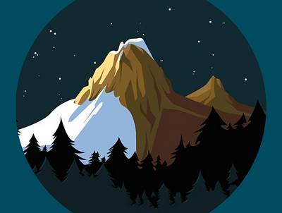 quiet mountain design illustration mountain night