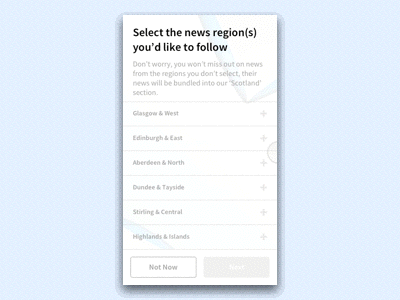 Selecting Region button color colour gradient list news region select selection stv stv news