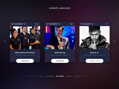 Events Archive design desktop interface mobile newsletter ui ux web