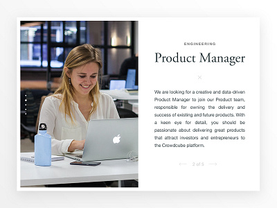 Product Manager card jobs manager pagination product typography ui ux web