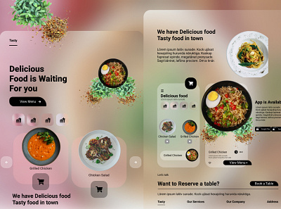 Food UI 3d design figma glassmorphism graphic design illustration ui ux