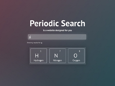 Periodic Search design elements gradient periodic table website