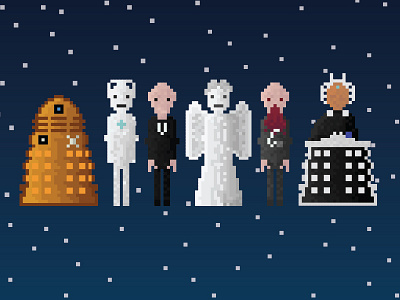Doctor Who Enemies badges doctor who enemies exterminate icon pixel pixel art space