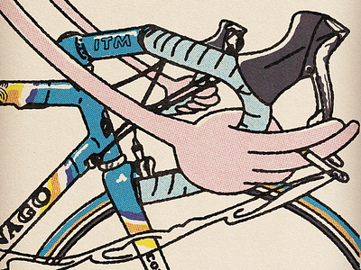 Team Mapei in the Glory Days bicycling bikes halftone illustration