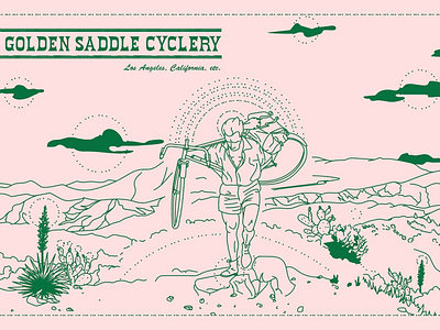 Golden Saddle Cyclery bicycling desert illustration los angeles