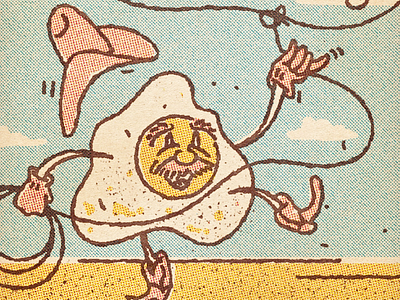Huevos Rancheros food halftone illustration vintage