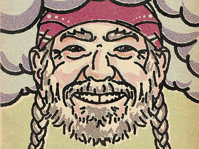 Willie halftone illustration portrait vintage willie nelson